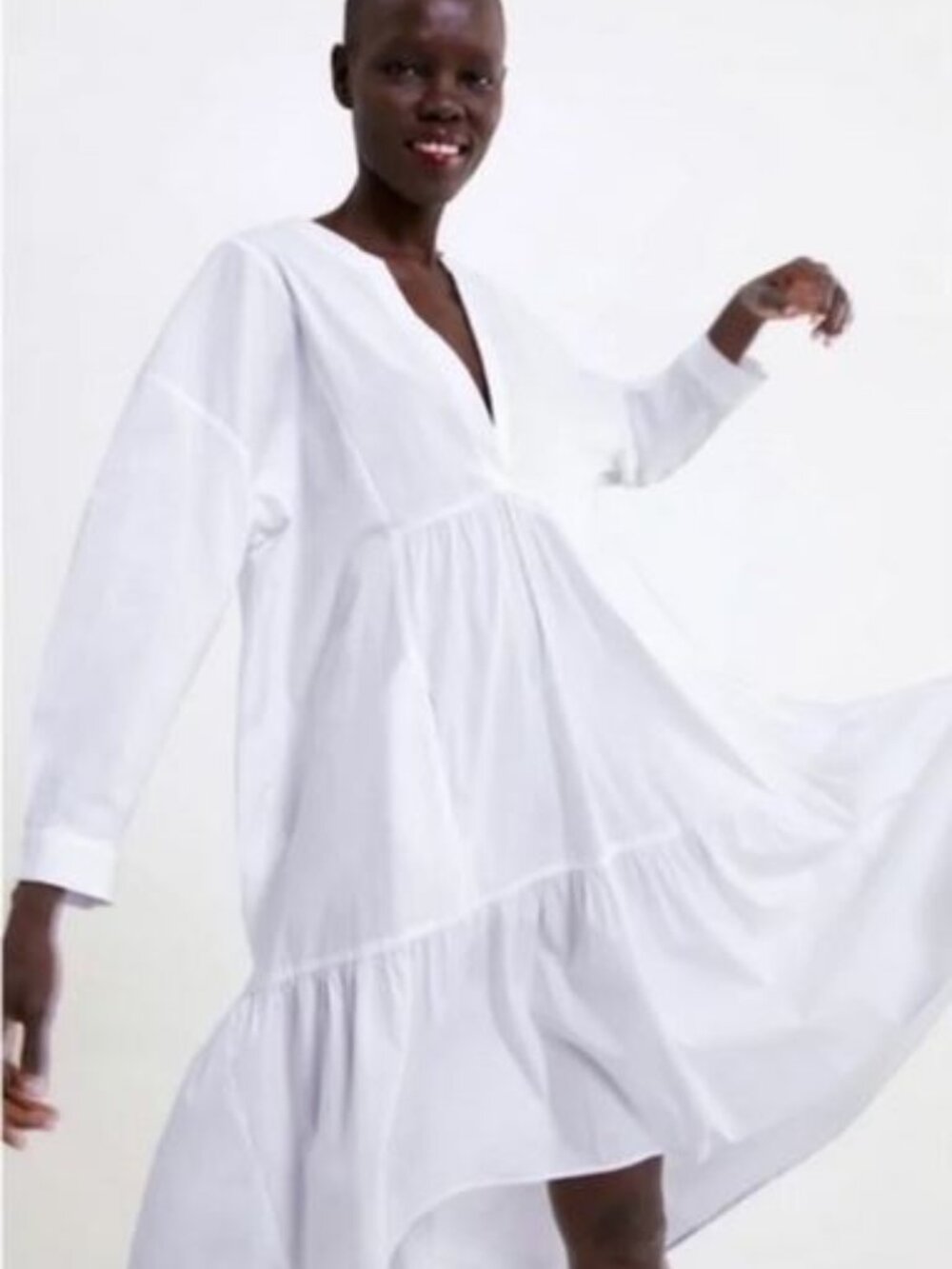 Zara White Ruffle Dress